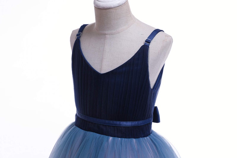 Glamulice Blush Pink Girls Lace Bridesmaid Dress Long A Line Wedding Pageant Dresses Flower Girls Princess Ombre Tulle Party Gown Petal Pink Kids Birthday Maxi Dance Ball Gown 6 Navy Blue Formal Event - Image 5